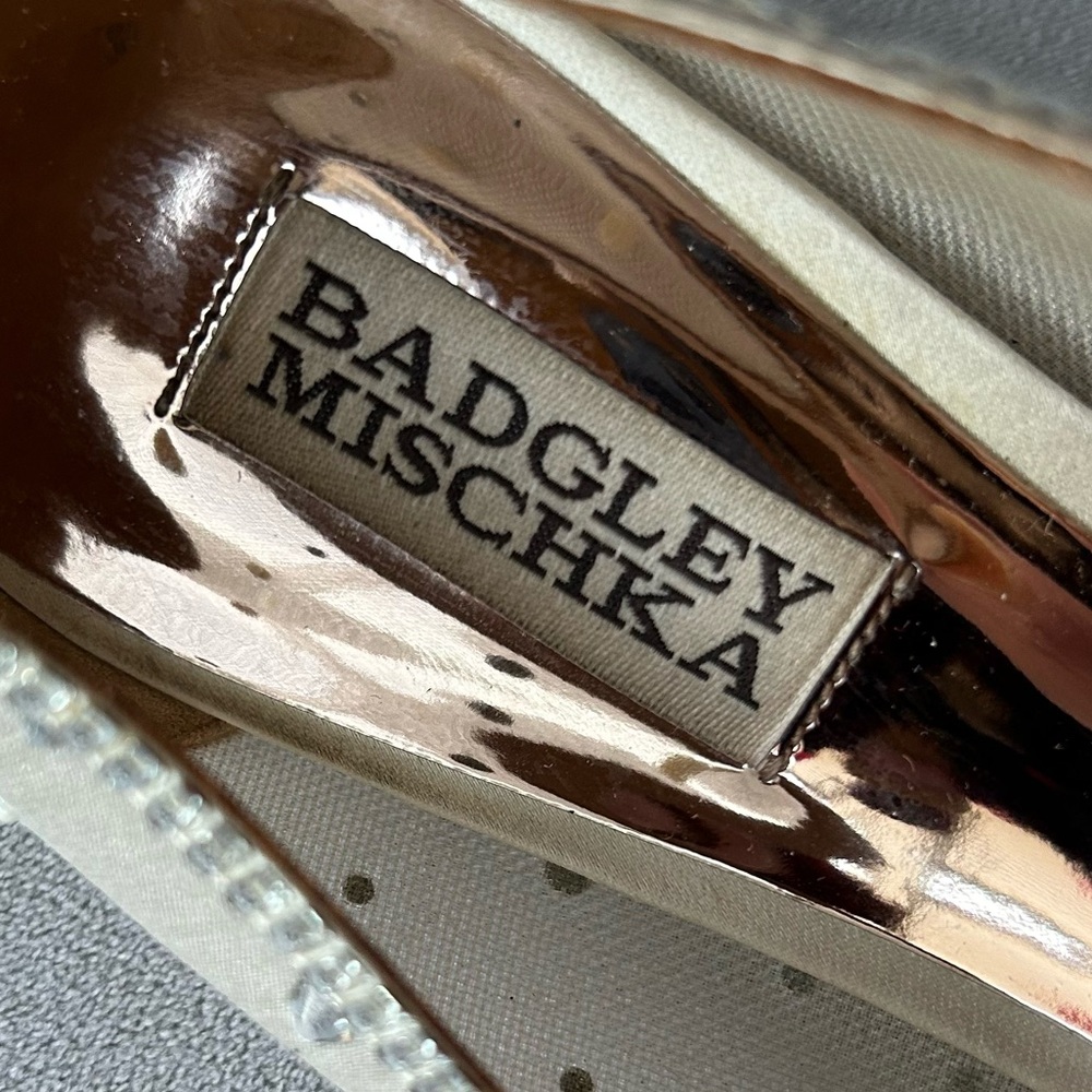 Badgley Mischka ~ Babette ~ Bejeweled Mesh Flat ~ Ivory Satin ~ Womens Size 8 - Picture 7 of 17